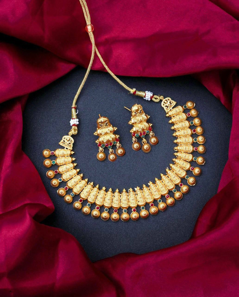Choker necklace traditional gold with price on sale