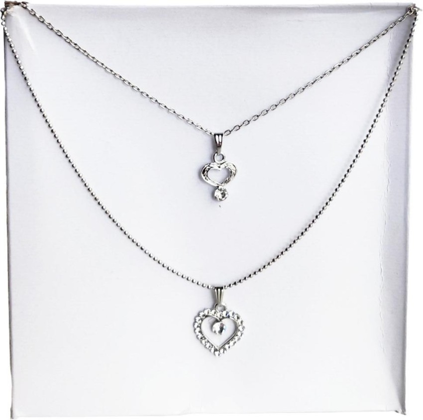 Nyamah sales Double Heart Pendant Charm Necklace with Chain for