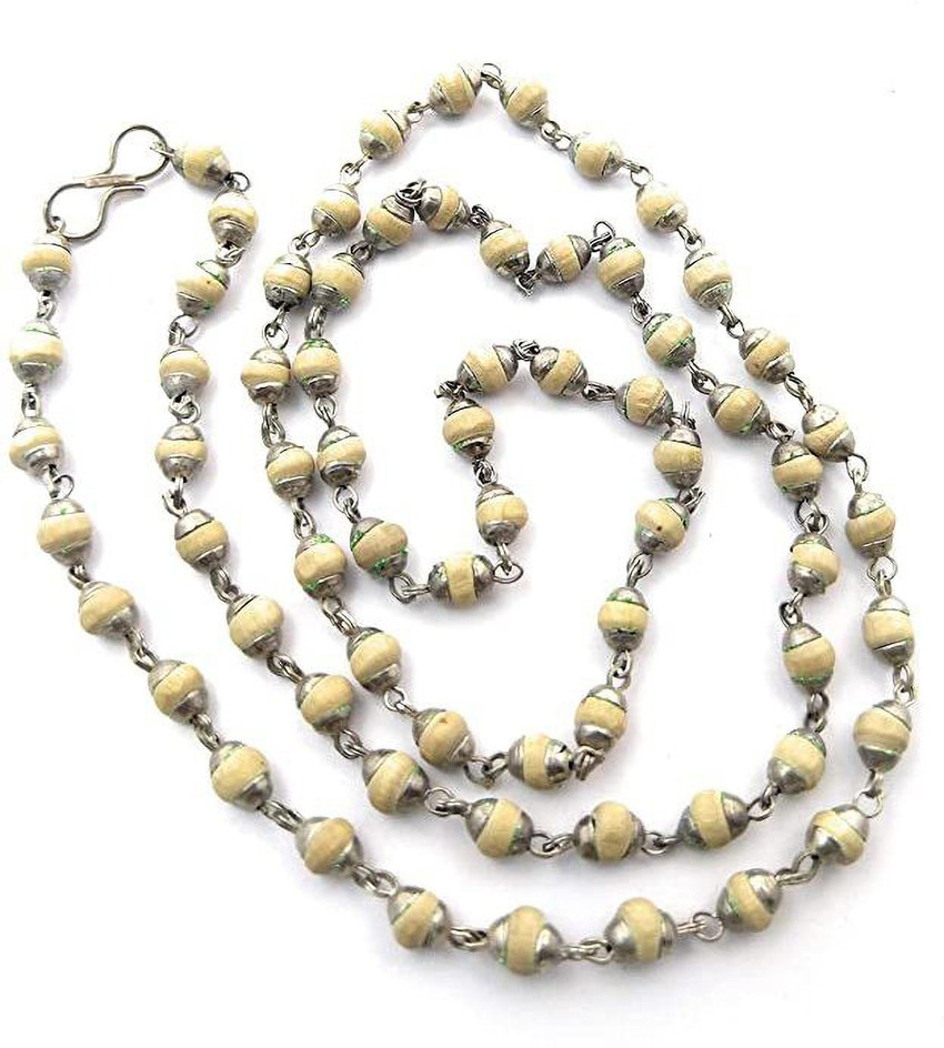 ISCKON Tulsi Beads Original Silver Capped Tulsi Mala 3 5 mm Wood