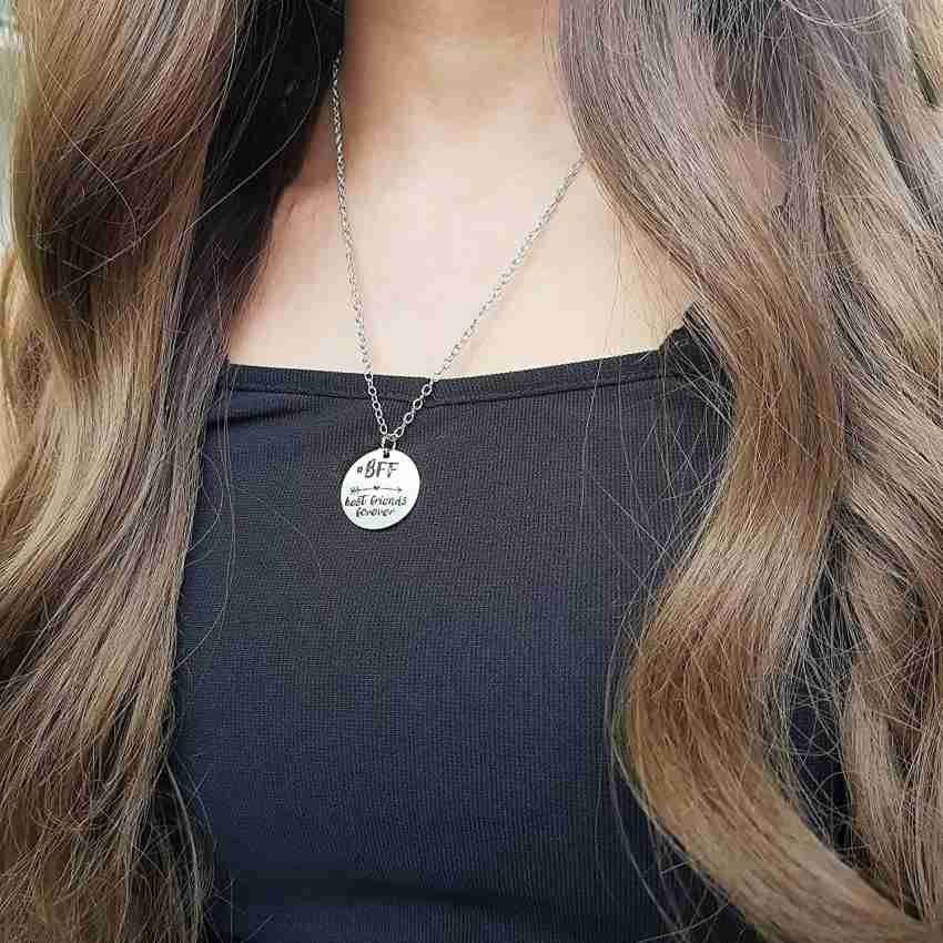 Best Friend Necklace - silver heart locket/quote saying/silver initial –  Constant Baubling