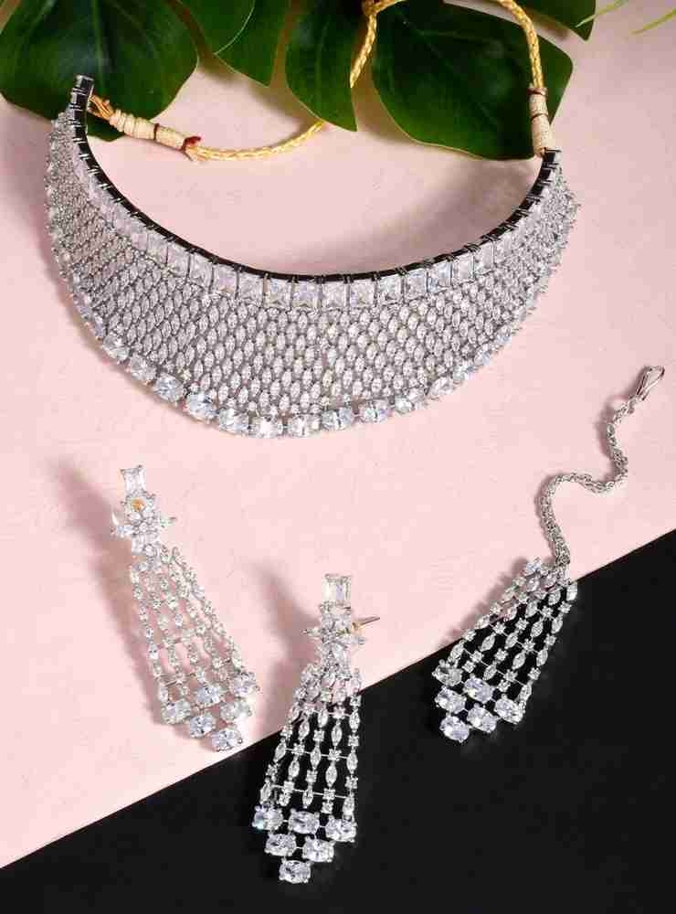 American diamond hotsell necklace set flipkart