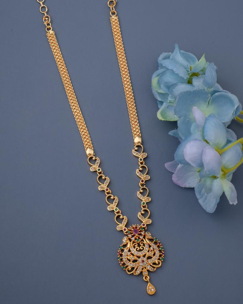 elcetratd MUGAPPU THALI CHAIN Diamond Gold plated Plated Alloy