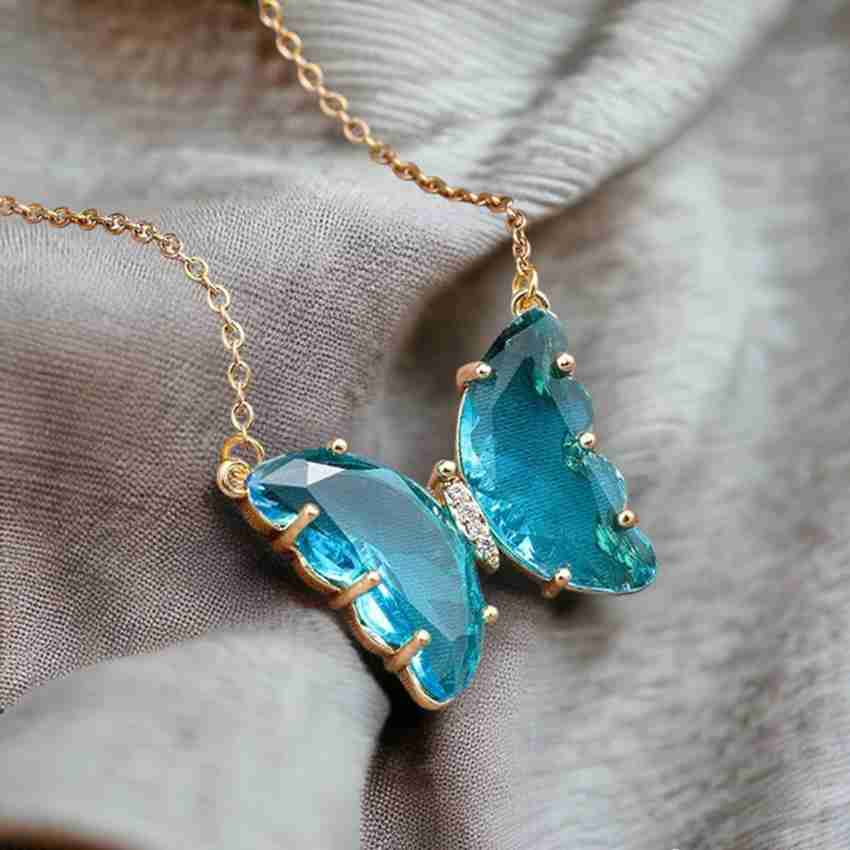 AVR JEWELS pretty blue crystal butterfly pendant necklace for women and Girls Gold plated Plated Alloy Necklace Price in India Buy AVR JEWELS pretty blue crystal butterfly pendant necklace for women a...