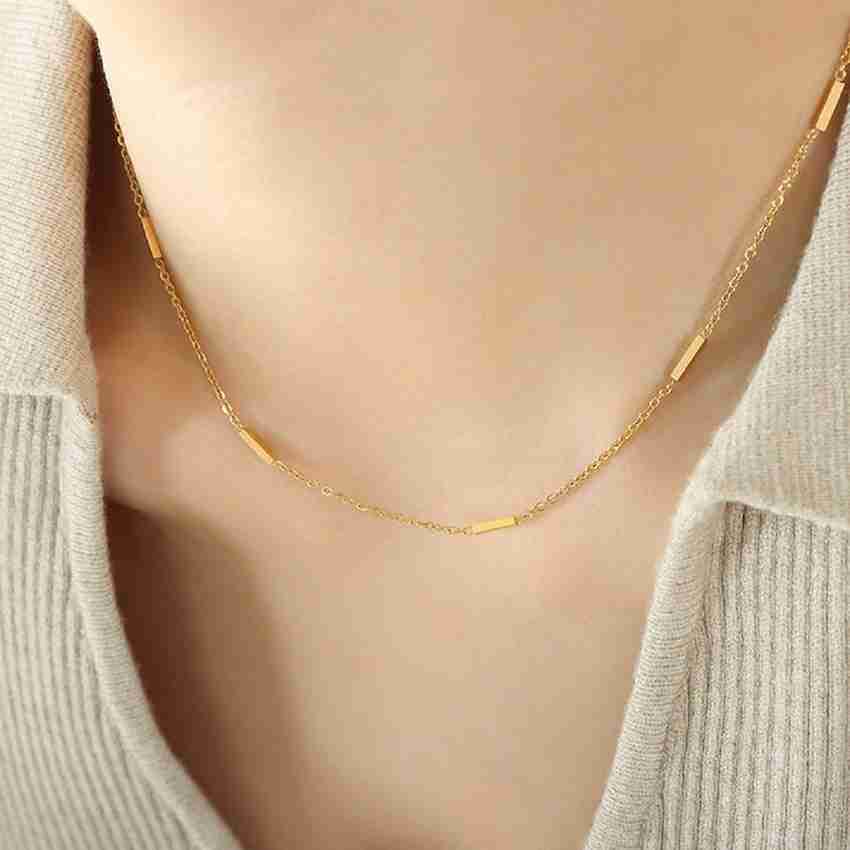 Jewel WORLD Gold plated 18 Inch short necklace type only chain for