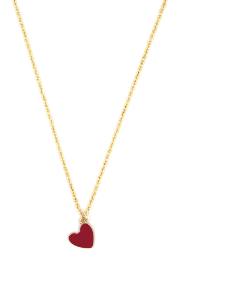 ORNAMENTANDMORE Red Heart Pendant Necklace Gold plated Plated