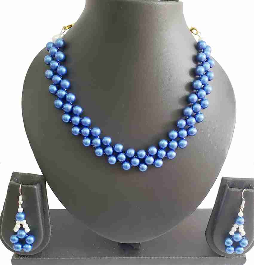 ShopTalk Hand made Royal blue pearl mala Alloy Necklace Price in India Buy ShopTalk Hand made Royal blue pearl mala Alloy Necklace Online at Best Prices in India Flipkart