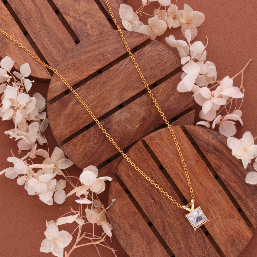 Brado Jewellery Gold Plated Flower Shape Pendant Chain For Women and Girls