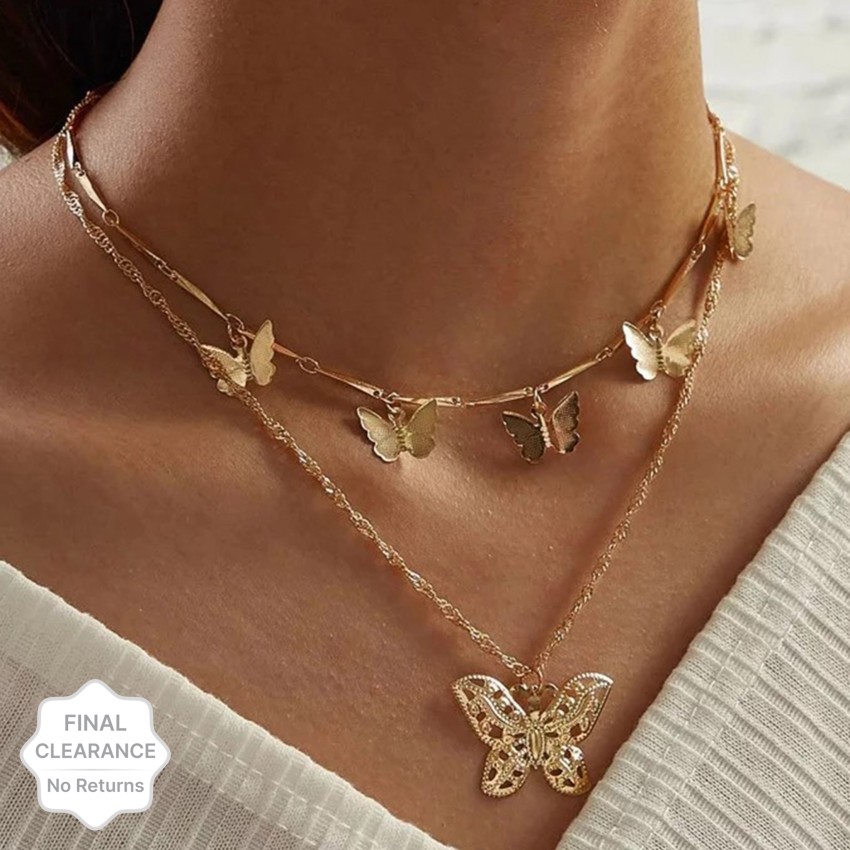 Gold chain on sale with butterfly