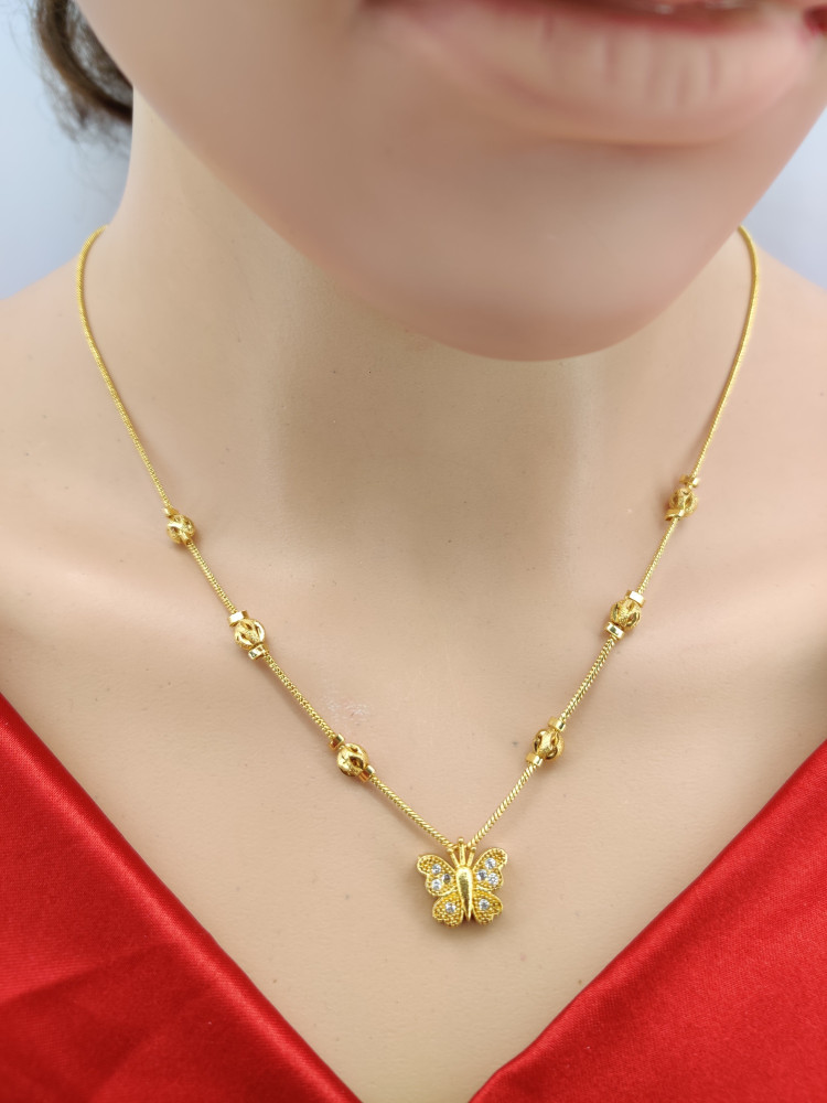 DHARM JEWELS Fancy Gold Plated AD Diamond Necklace 016 For All age women. Cubic Zirconia Gold plated Plated Alloy Chain