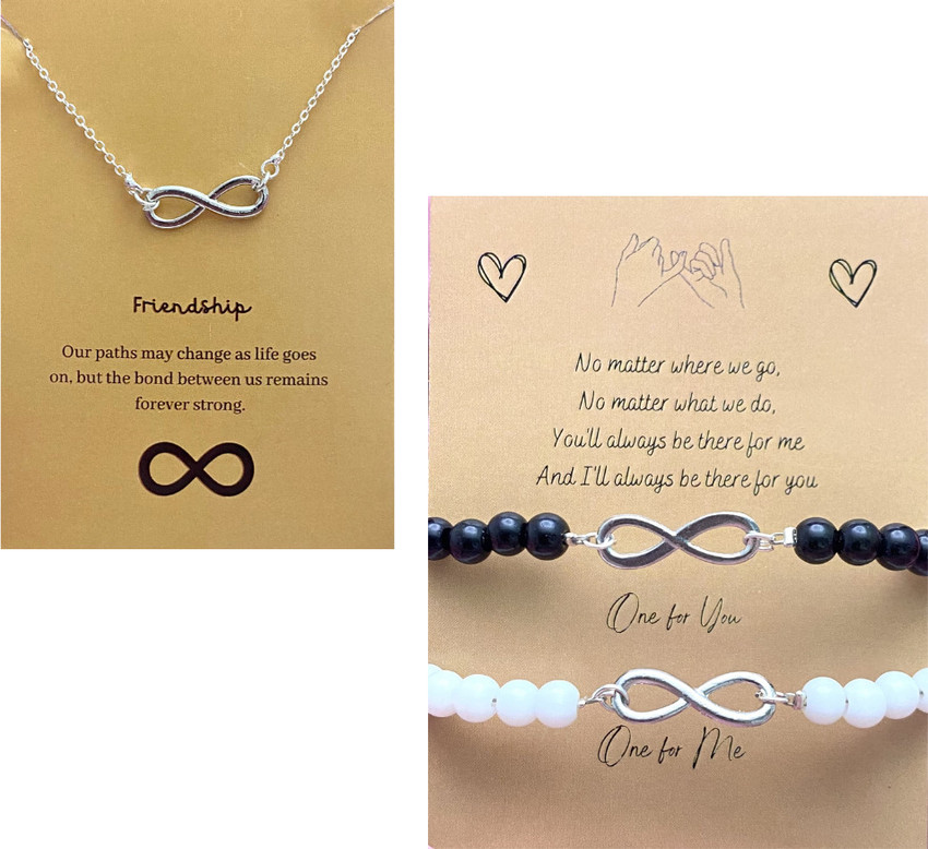 Oralia Couple Bracelet Silver Necklace Combo Alloy Necklace Set