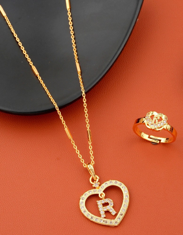 Jewel WORLD M name letter Gold Plated Daily wear Necklace pendant