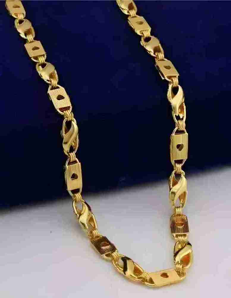 D D FASHION Mens and Boys Biscuit chain Gold plated Plated Alloy Chain