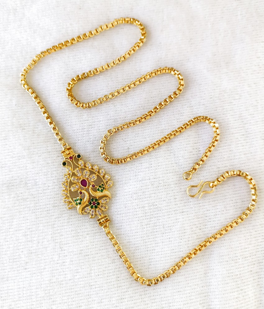 Radha's Creations Side Pendant Chain Necklace MEDIUM LENGTH 24
