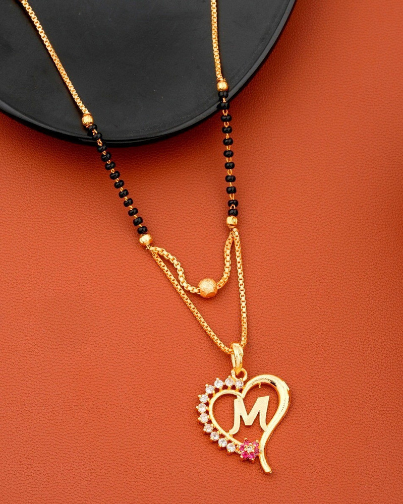 Jewel WORLD M name letter Gold Plated Daily wear Necklace pendant
