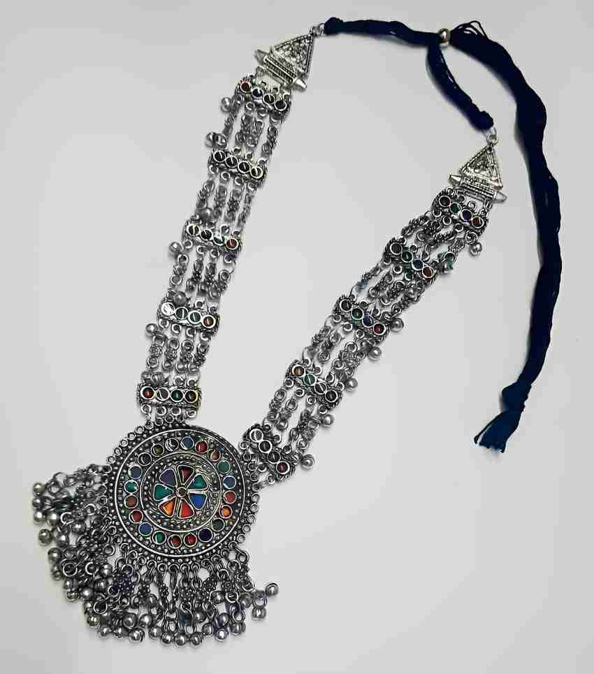 JUST IN JEWELLERY Oxidized Silver Trendy Afghani Long Ghunghroo Beads Necklace for girls Women Silver Plated Alloy Necklace Price in India Buy JUST IN JEWELLERY Oxidized Silver Trendy Afghani Long