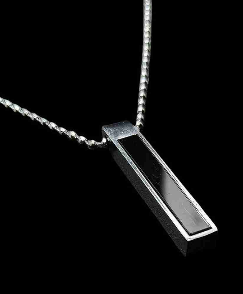Dynamic Retail Global Vertical Bar Chain Cuboid Stick Locket Pendant  Necklace Fashion Sterling Silver Plated Stainless Steel Necklace Set Price  in India - Buy Dynamic Retail Global Vertical Bar Chain Cuboid Stick