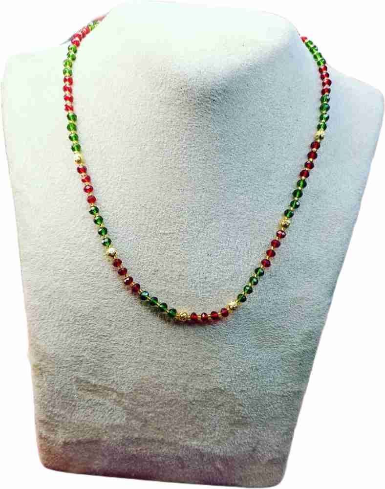 suvarn RED and GREEN Color round cut CRYSTAL MALA Beads Crystal