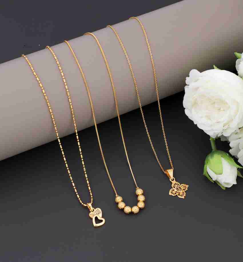 Jewel WORLD Combo of 3 Pcs 18 inch short pendant locket chain with