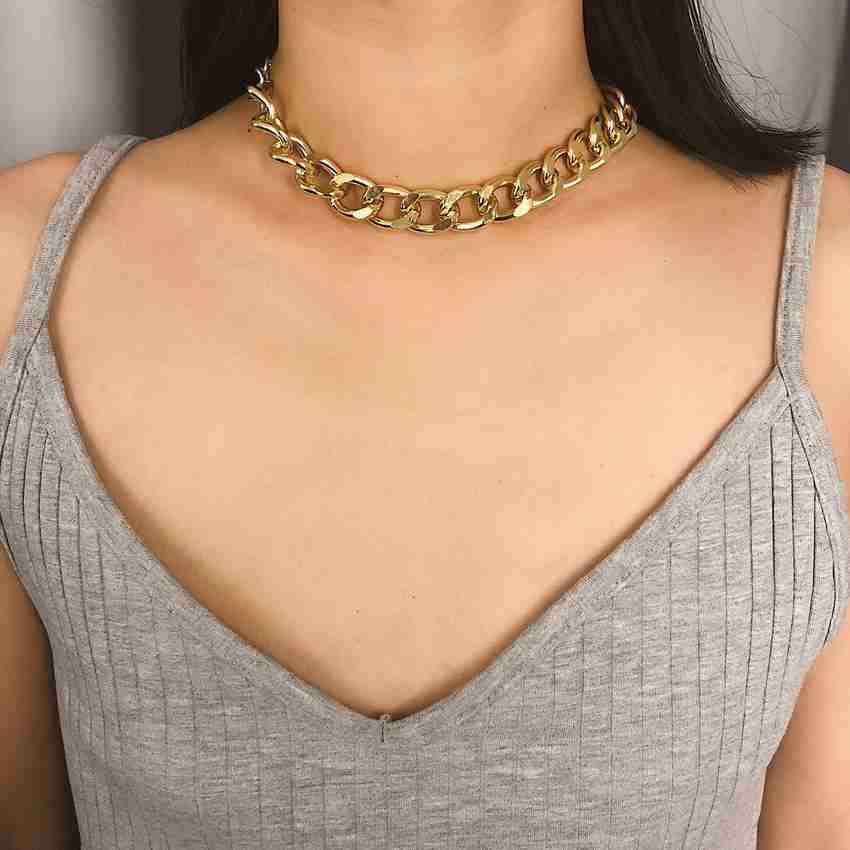 Choker necklace with long chain store