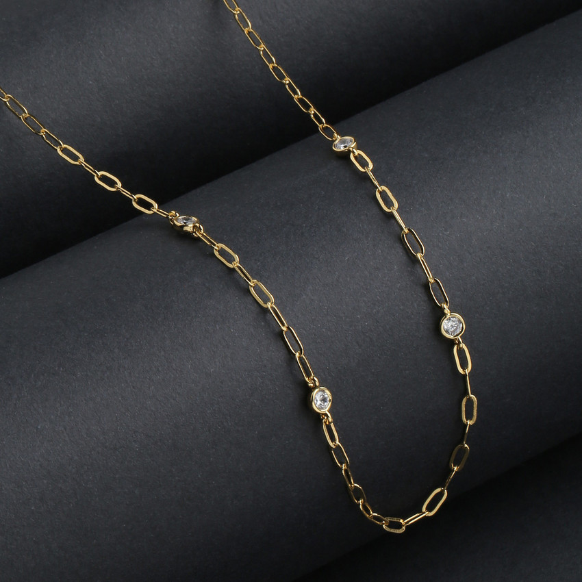 ACCESSORIZE LONDON Real Gold Plated Sparkle Station Chain Necklace