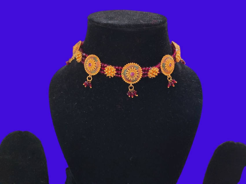 NECKLACE KE DESIGN KANTHI GALE Chick Set Neck Set Gale Ka Set Necklace Set Kanthi Chokar Set Jodha Chick Brass Plated Metal Brass Stone Dori Copper Plastic Necklace Set Price in India Buy NECKLACE KE ...