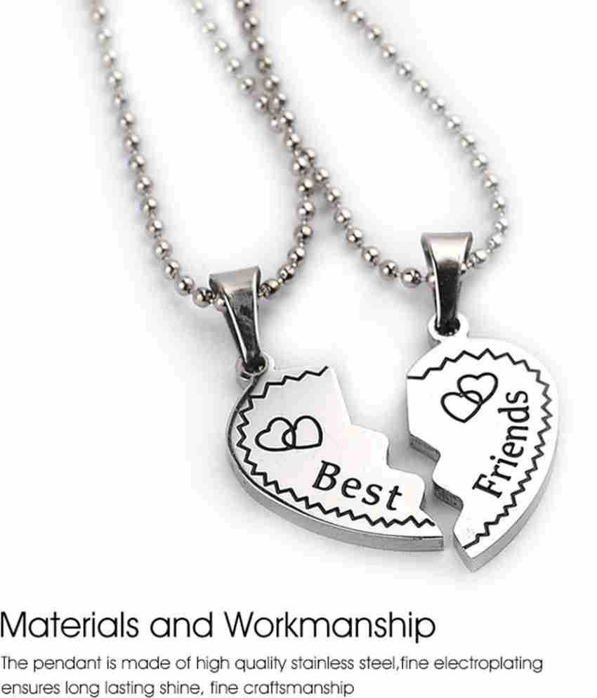 2pcs Friendship Necklace Good Friend Matching Necklace Best Friend Silver  And