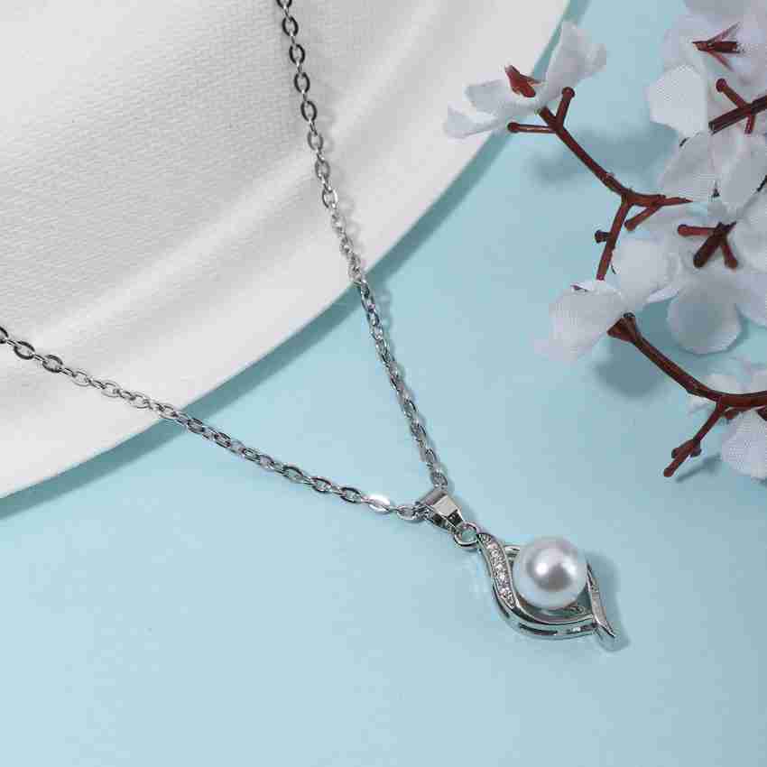 Silver pearl pendant necklace online