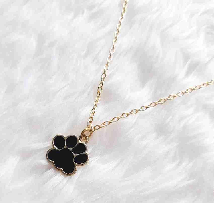EnlightenMani Adorable Paw Necklace Dog Cat paw Cute Gold