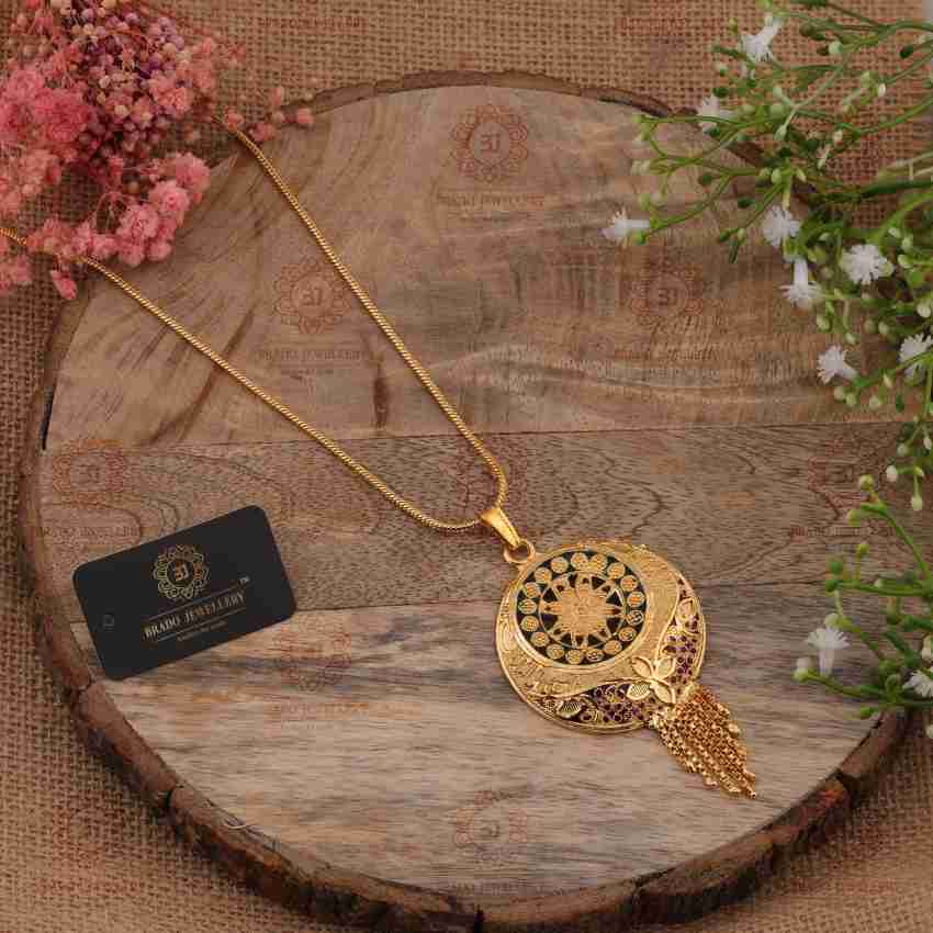 Brass,Copper Brado Jewellery Gold Plated Pendant Chain Necklace