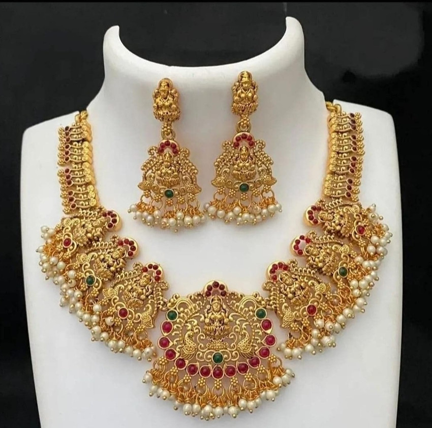 vidhi s creation kemp green temple jewellery Gold plated Plated Alloy Necklace Set Price in India Buy vidhi s creation kemp green temple jewellery Gold plated Plated Alloy Necklace Set Online at Best ...