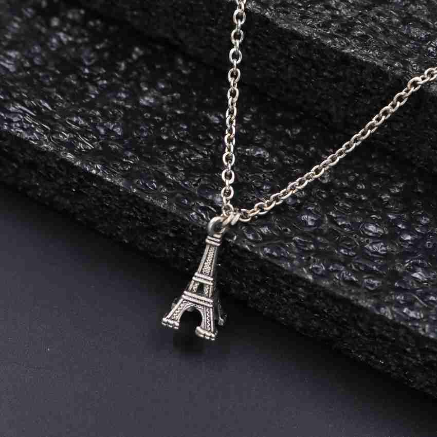ORNAMENTANDMORE Eiffel Tower Pendant With Chain Silver Plated