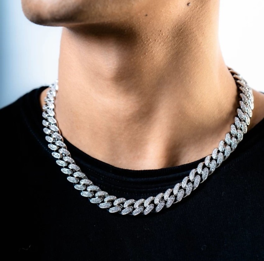 PATHAYAM Hip Hop Necklace White Jewelry Sterling Silver Plated