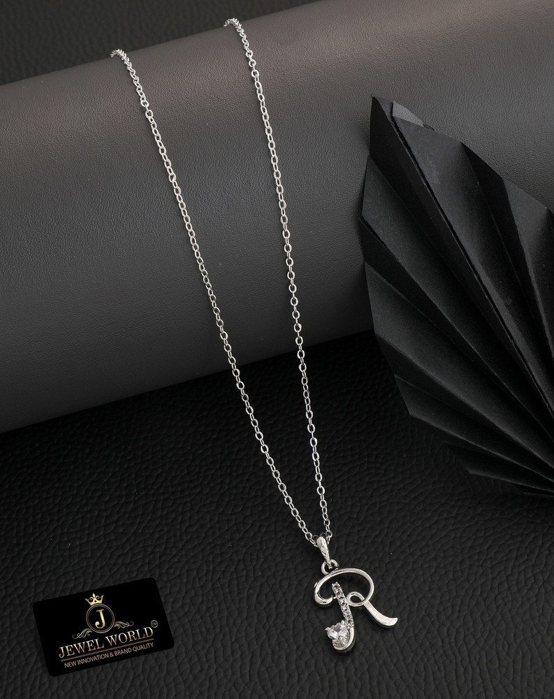 Jewel WORLD 18 inch name letter alphabet Pendant Diamond necklace