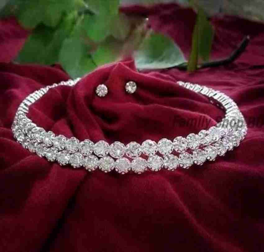 Ansar Double Layer big Diamond Necklace for Girls Woman Diamond