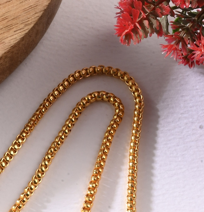 Guarantee Ornament House Gold Plated Slim Box Chain Necklace men boys unisex Rhodium Plated Copper Chain Price in India Buy Guarantee Ornament House Gold Plated Slim Box Chain Necklace men boys