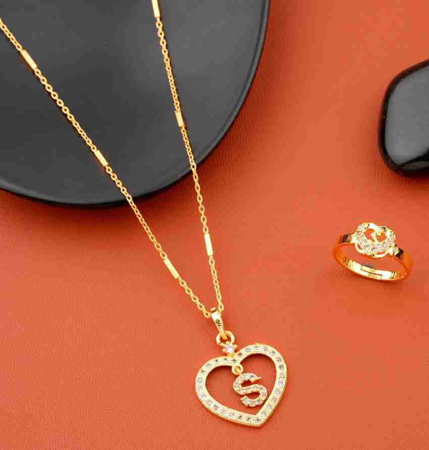 Jewel WORLD S name letter stylist Gold plated pendant necklace