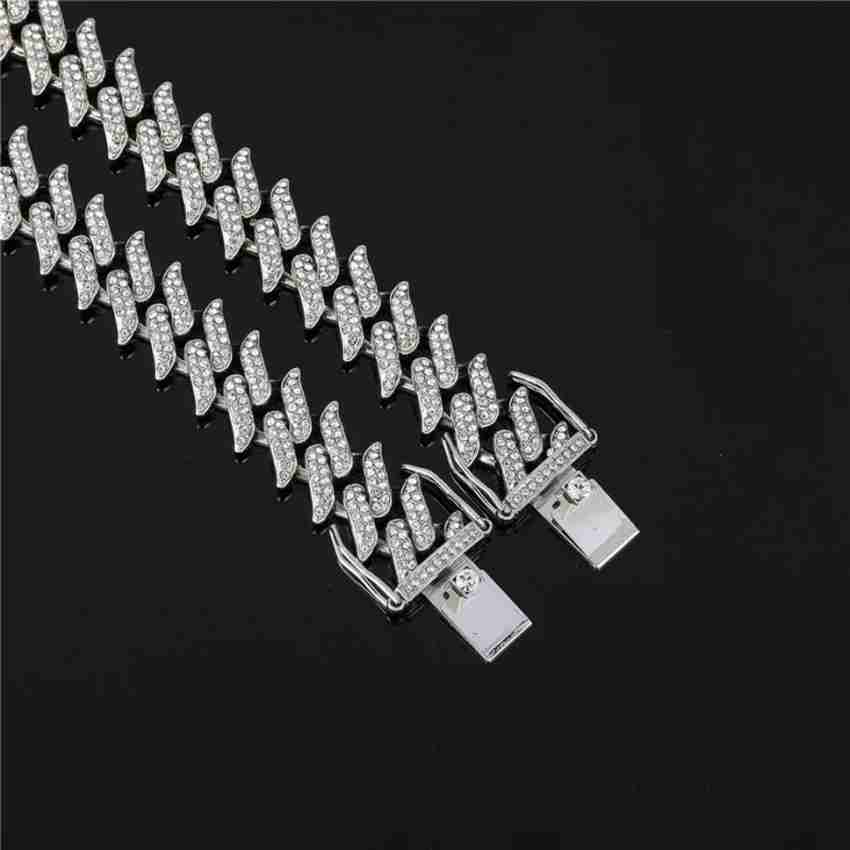 SAFISHA Hip Hop Cuban Mc Stan Chain Diamonds Plated Men Ice Chain Silver  Plated Alloy Necklace - Price History