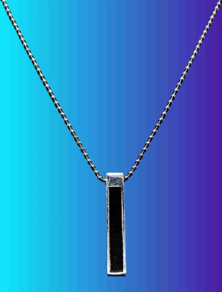 Men's Jewellery 3D Vertical Bar Cuboid Stick Stainless Steel Locket  Necklace Chain Pendant Gold Stainless Steel Pendant For Mens And Boys, (  Pack Of 1