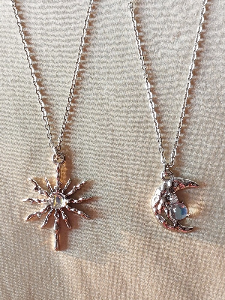 Buy Starain 8 Pcs Fishing Line Necklace for Women Single Moon Star Cubic  Zircon Pendant Choker Necklace Set at