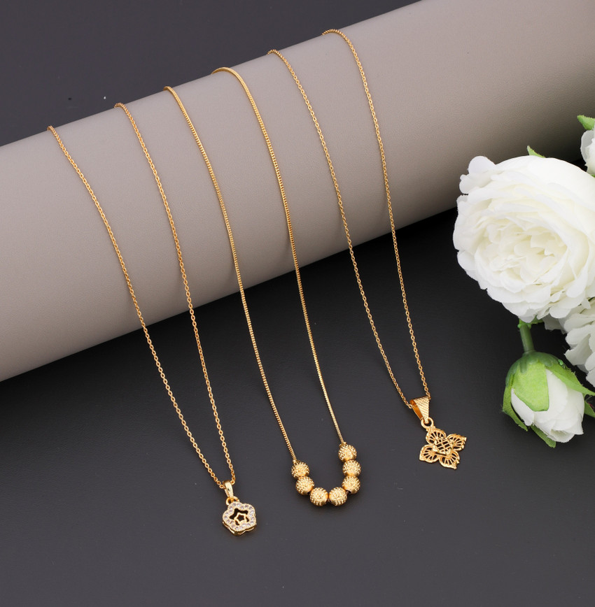Vraj india Combo Gold plated 18 Inch short necklace pendant chain with SURPRISE GIFT Gold plated Cubic Zirconia Alloy Metal Pendant Price in India Buy Vraj india Combo Gold plated 18 Inch