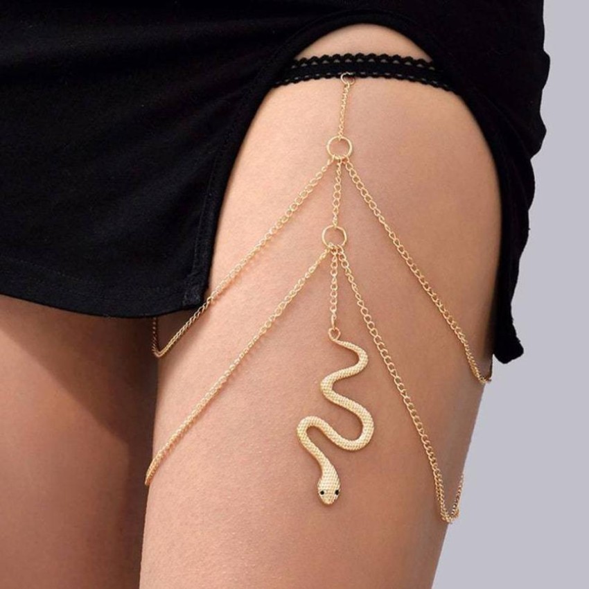 ARZONAI Snake Thigh Chain for women and Girls, Gold Leg Chain