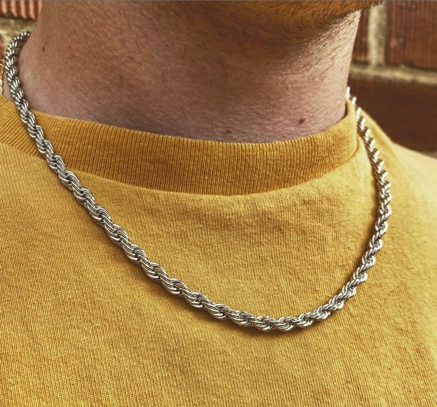 Silver Rope Design Neck Chain For Men & Boys