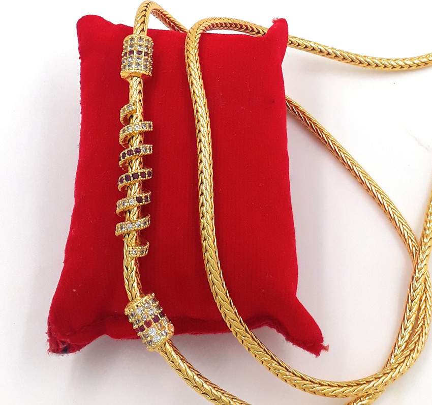 Anujeet Fashion Hub Gold Plated Covering Long AD Stone Spring Ball