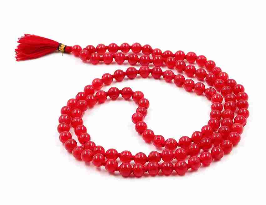 108 Red Coral Mala Necklace Meditation Beads Boho Beaded