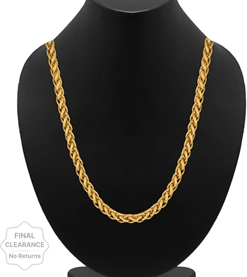 R JEWELS Gold Chain For Men Golden Curb Gold-plated Plated Brass Chain