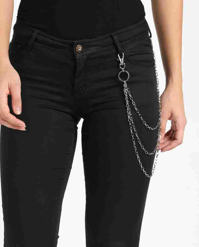 PrideAndBright Silver Color Extra Solid Pants Chain for Jeans and Trousers with Spring Hook and Key Ring D35 | Jeans Chain for Wallet | Big Chain Links