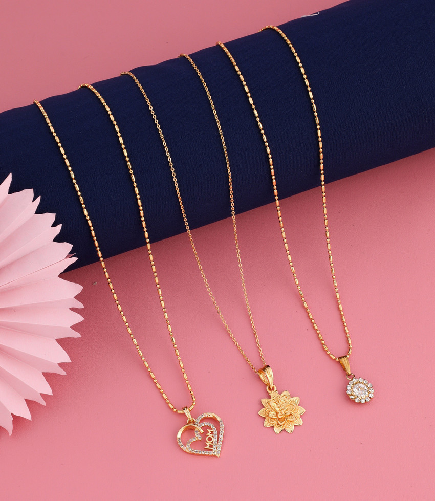 Vraj india Gold plated 18 Inch short necklace chain with SURPRISE GIFT for women girls Cubic Zirconia Gold plated Plated Metal Alloy Chain Price in India Buy Vraj india Gold plated