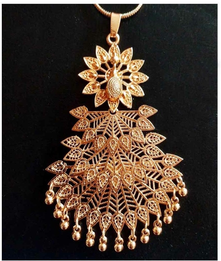 Gold plated discount peacock necklace set
