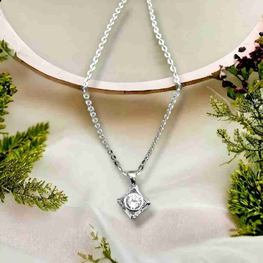 Silver diamond necklace womens online
