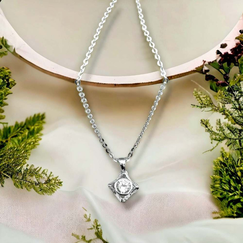 Silver chain diamond necklace best sale